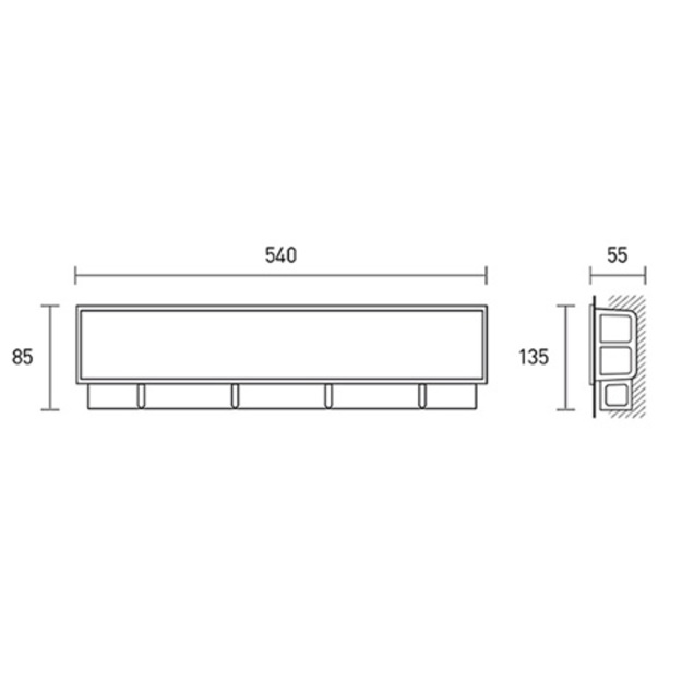 Potinkinė dėžutė 540x135x55 mm horizontalus i&scaron;leidimas (pilna dėžė 15vnt.)