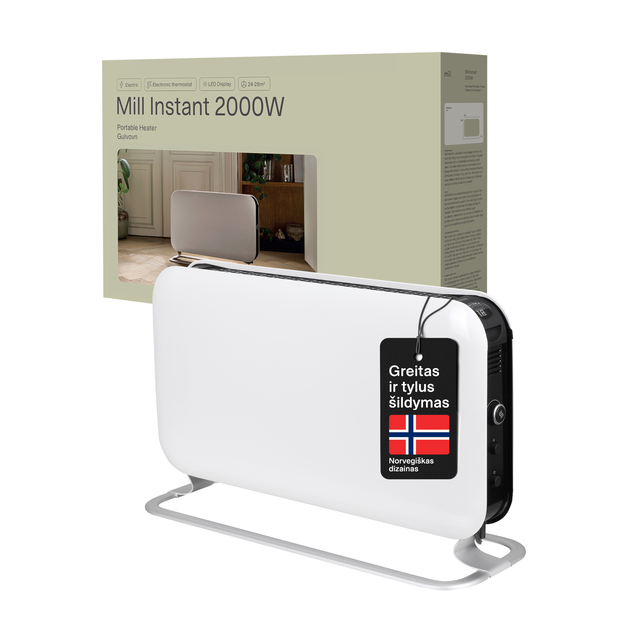 Konvekcinis &scaron;ildytuvas Mill Instant Led 2000W, LED ekranas, baltas