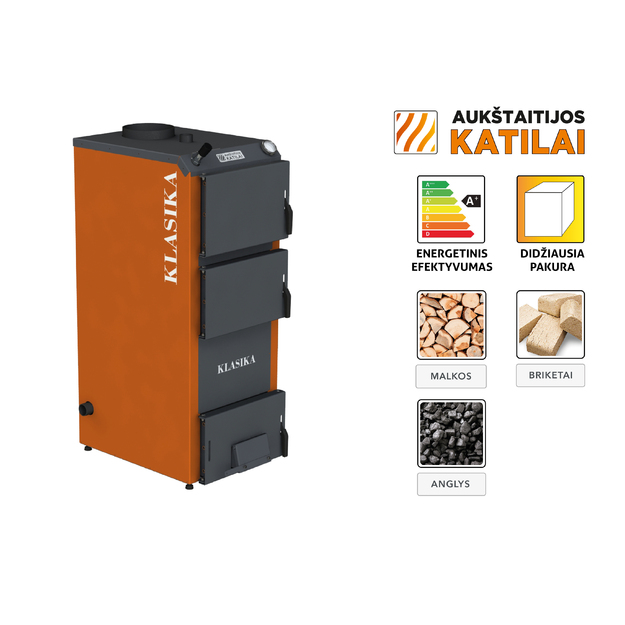Kieto kuro katilas KLASIKA, vir&scaron;utinio degimo, 30kW