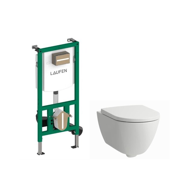 KOMPLEKTAS: Pakabinamas WC PRO X (891863)+Dangtis (891863) +Rėmas (920115), balta spalva