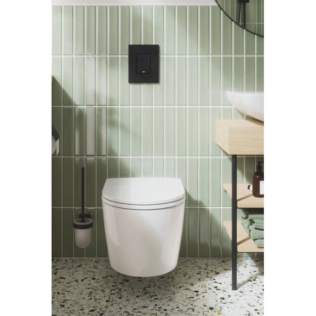Grohe Solido potinkinio rėmo, Start Round WC rimless, tvritinimų ir matinio juodo mygtuko komplektas, 3-6 l, 1.13 m
