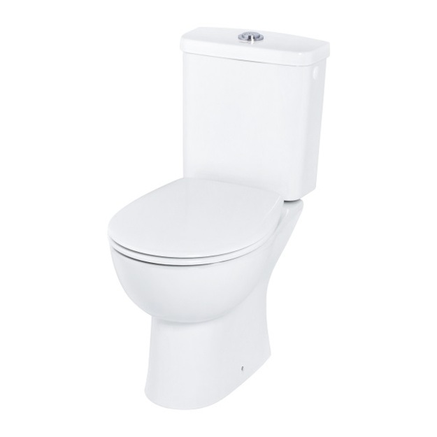 Pastatomas WC puodas Grohe BAU Rimless su bakeliu, dangčiu soft-close, horizontalus i&scaron;b.