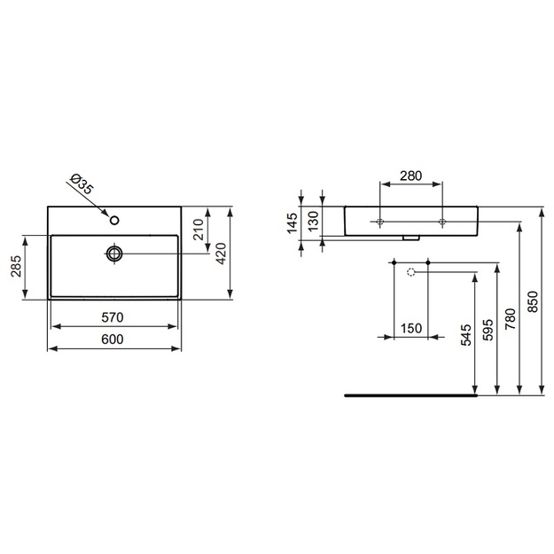 Praustuvas Ideal Standard Strada 60 cm, su perlaja