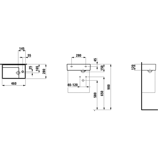 Praustuvas Kartell by Laufen 460x280x120 mm, LCC danga, mai&scaron;ytuvas de&scaron;inėje, be perlajos, baltas