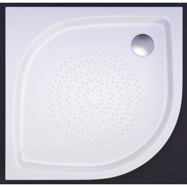 Akmens masės du&scaron;o padėklas RR-90, 90x90 cm, pusapvalis, R-500, baltas