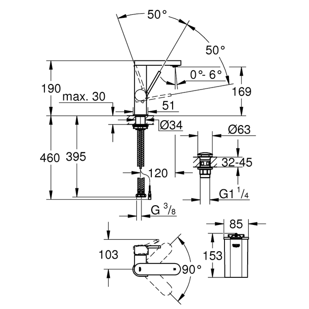 Praustuvo mai&scaron;ytuvas Grohe Plus M-size , su LED displėjumi , chromas