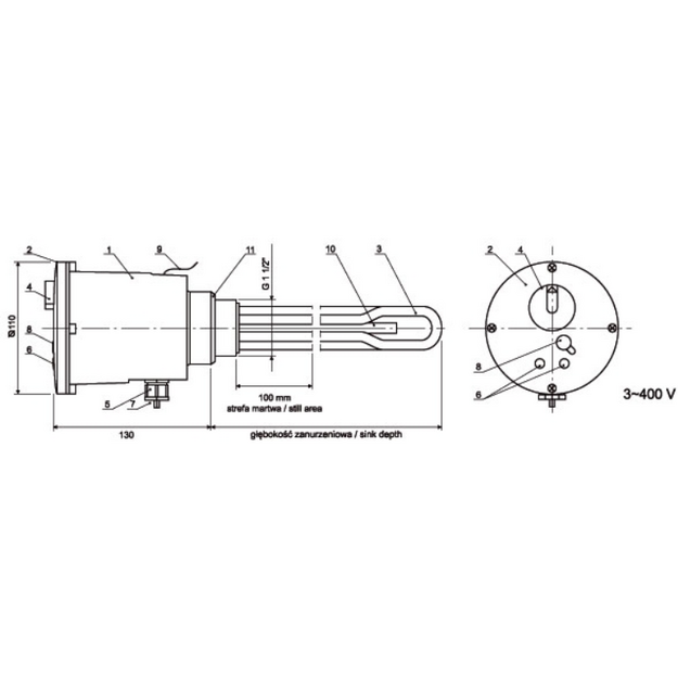 Kaitinimo elementas Elektromet EJK 9000 W (trifazis-400 V)