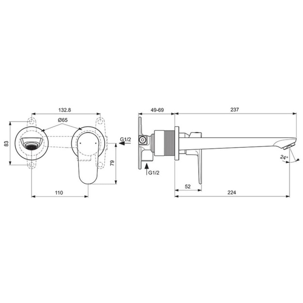 Ideal Standard potinkinis praustuvo mai&scaron;ytuvas Cerafine O, 224 mm snapas, juodas matinis