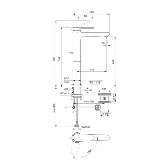 Ideal Standard CERAFINE O Nuovo  paauk&scaron;tintas praustuvo mai&scaron;ytuvas su d.v, chromas