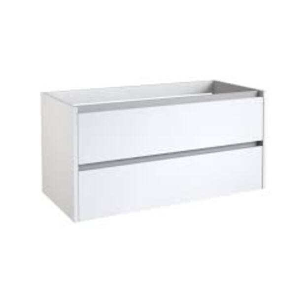 Apatinė spintelė su stalčiais 99,4cm, BUC/10-3DR/D1P1, be i&scaron;pjovimo sifonui, balta blizgi