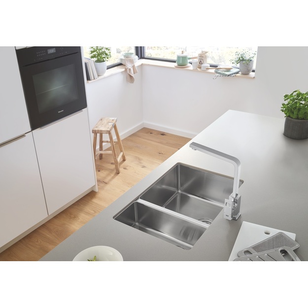 Grohe nerūdijančio plieno plautuvė K700U, dubuo 34 x 40 cm, kairėje