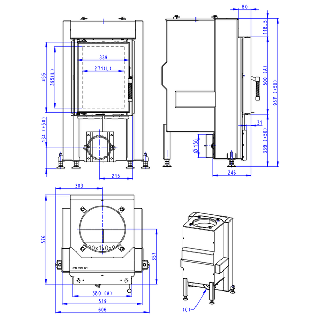 Plieninis židinio ugniakuras Romotop Dynamic D3F01 38.50.01
