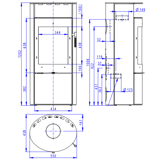 Plieninė krosnelė Romotop Lugo N 03, juoda