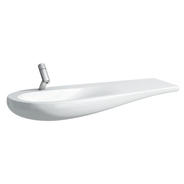 ALESSI ONE baldinis praustuvas 120 x 50/35 cm, su anga mai&scaron;ytuvui, lentynėlė de&scaron;inėje, baltas su LCC