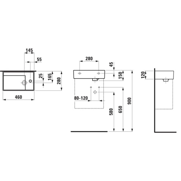 Praustuvas Kartell by Laufen 460x280x120 mm, mai&scaron;ytuvas de&scaron;inėje, be perlajos, juodas