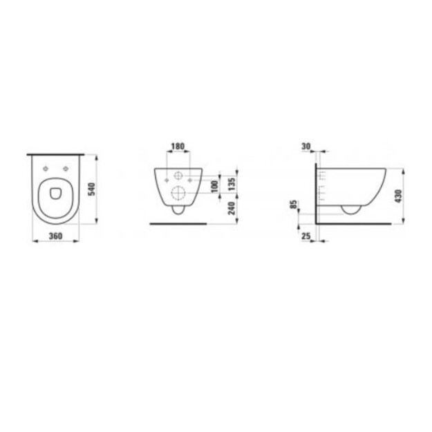 Pakabinamas WC PRO X , be dangčio,  Rimless  /  Silent Flush , EasyFit 3.0, 540 x 360 x 345 mm,  balta spalva