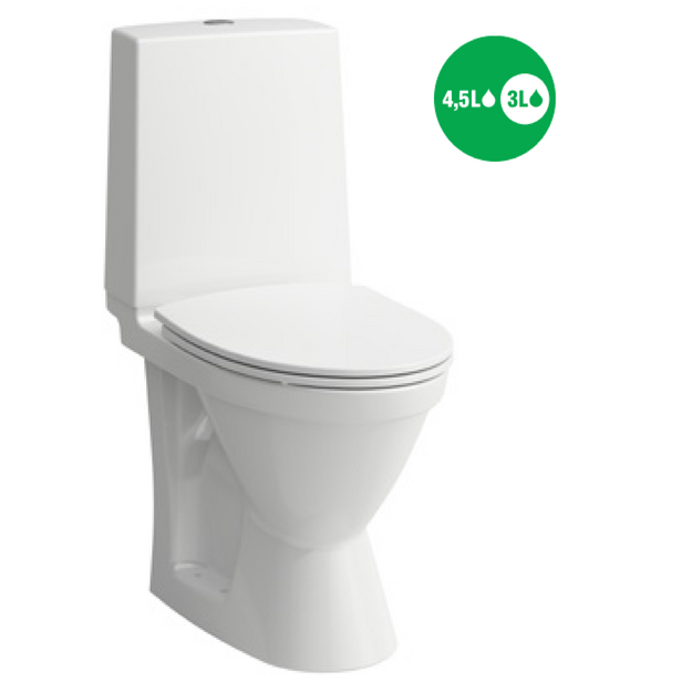Kombinuotas unitazas RIGO, horizontalus, 4,5/3 ltr., apatinis de&scaron;. vand. įvadas, baltas