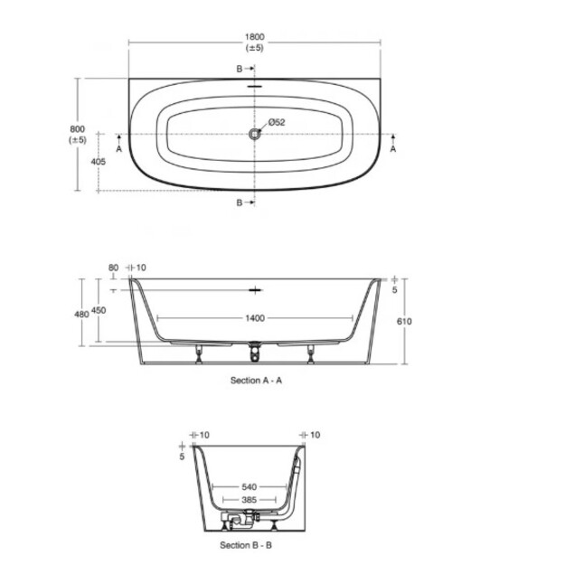 Prie sienos statoma akrilinė vonia Ideal Standard Dea Duo 180x80cm, su Click-Clack vožtuvubalta