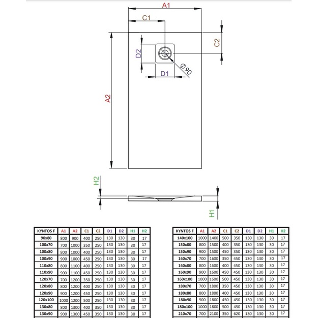 Akmens masės du&scaron;o padėklas Radaway Kyntos F 120x80 cm, baltas