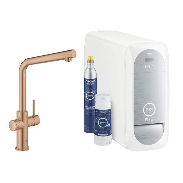 GROHE Blue Home vienavirtis L formos mai&scaron;ytuvas su filtravimo sistema, brushed warm sunset  spalva
