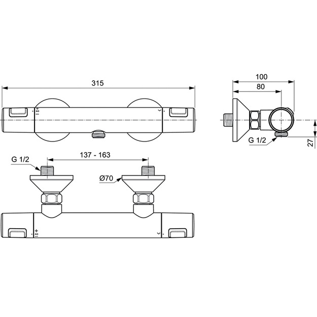 Ideal Standard Ceratherm T25 termostatinis du&scaron;o mai&scaron;ytuvas, matinė juoda