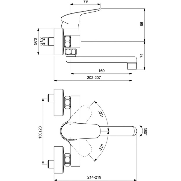 Ideal Standard CERAFLEX sieninis plautuvės mai&scaron;ytuvas, 160 mm snapas, chromas