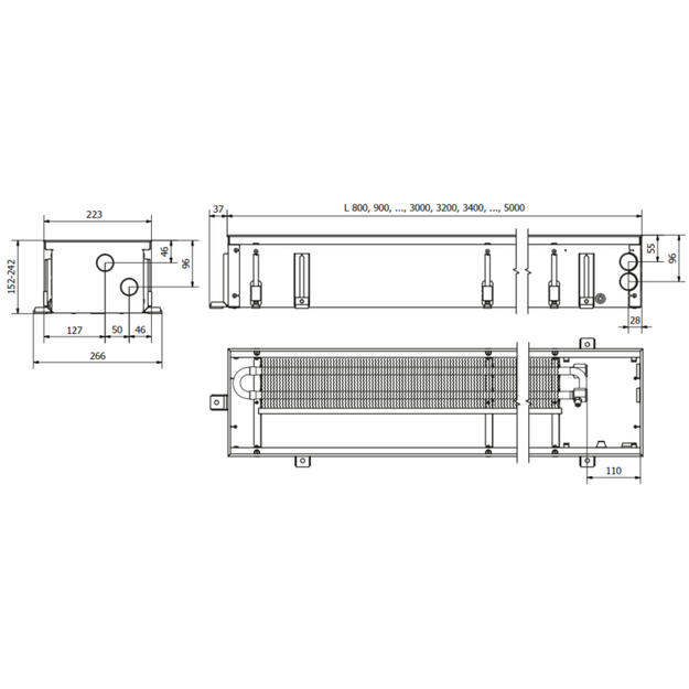 Įleidžiamas grindinis konvektorius FC 280x22x15