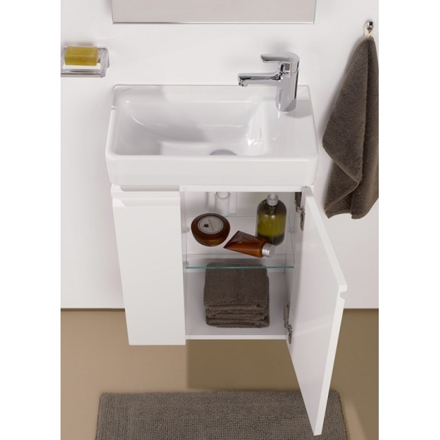 PRO S spintelė 470x605x275mm, durų lankstai de&scaron;inėje, lentynos kairėje,  praustuvui 8.1595.4, balta blizgi