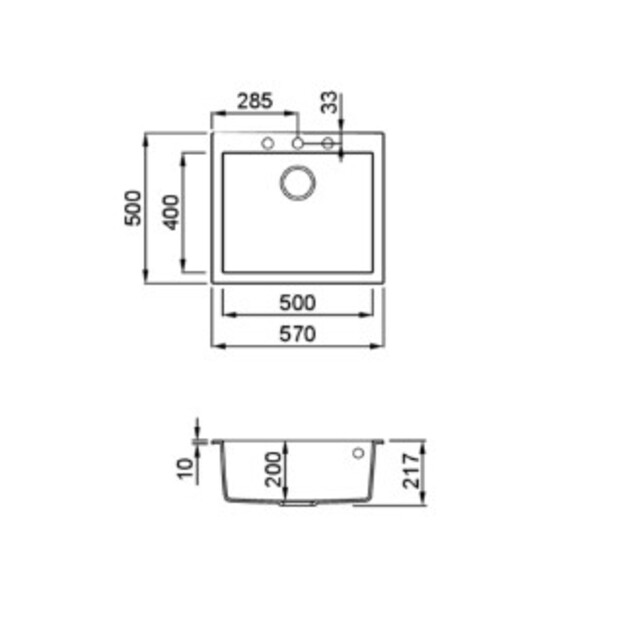 Granitinė plautuvė ELLECI  QUADRA  105 57x50 balta 68 J016174