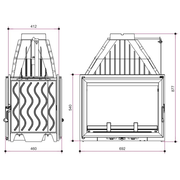 Ketinis židinio ugniakuras Invicta 700 Double Face su dviem fasadais (P927844)