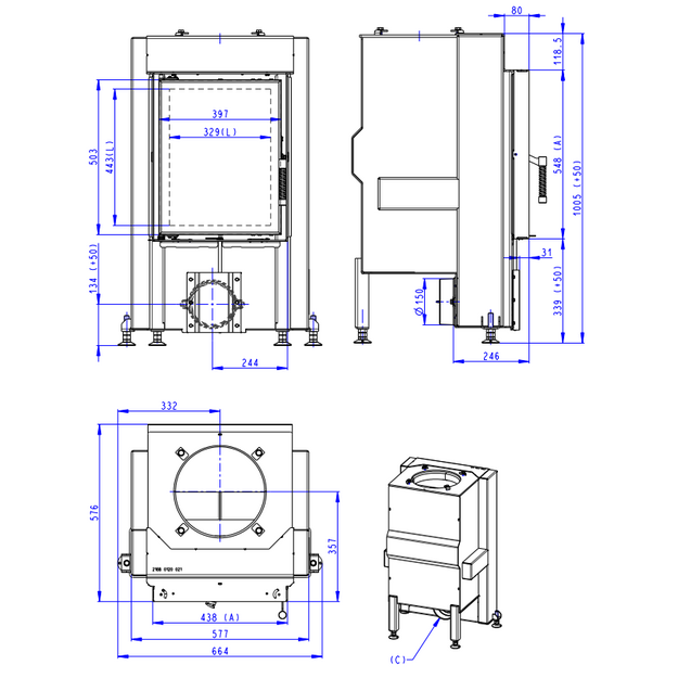 Plieninis židinio ugniakuras Romotop Dynamic D3G01 44.55.01