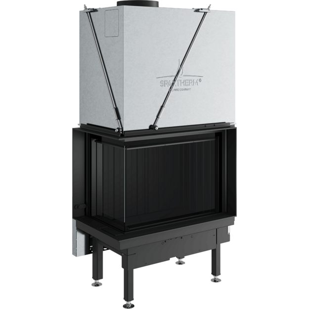 Plieninis židinio ugniakuras Spartherm Premium V-2L-68h, &oslash;200 mm, su kampiniu stiklu kairėje, juodi &scaron;amotai