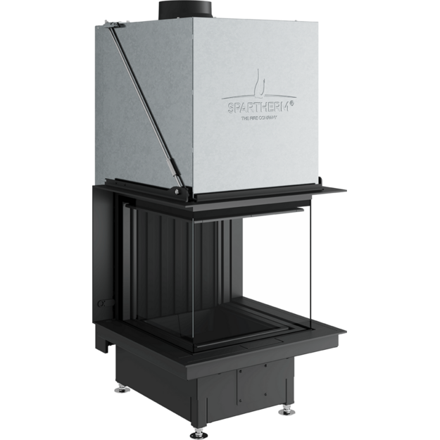 Plieninis židinio ugniakuras Spartherm Premium A-U-50h, &oslash;200 mm, trimis stiklais, juodi &scaron;amotai