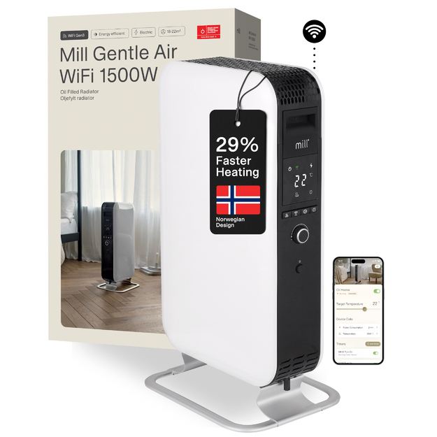 Tepalinis &scaron;ildytuvas su WIFI, 1500W, baltas