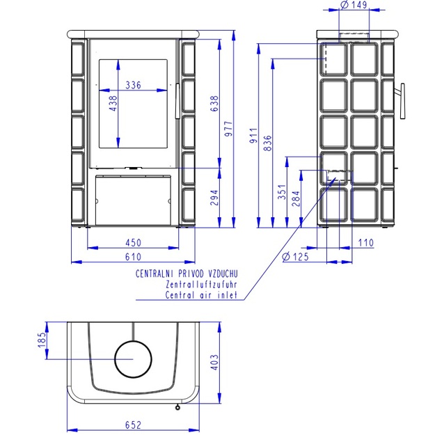 Plieninė krosnelė Romotop Siena N02, bordo spalvos keramika