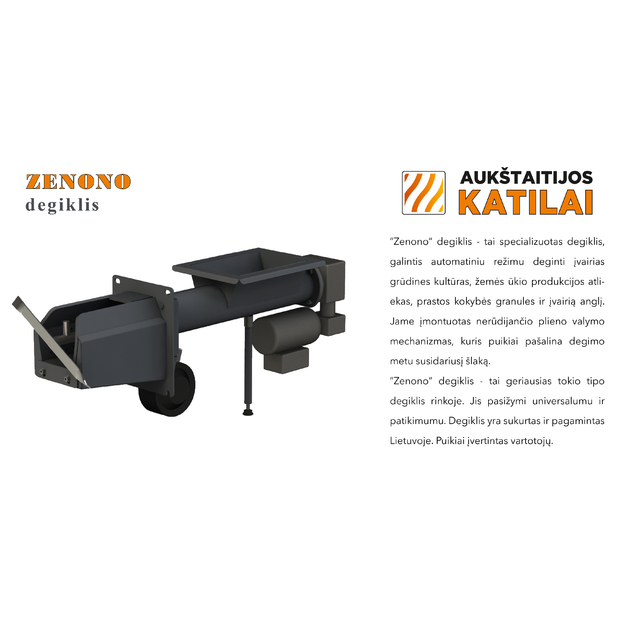 Granulinis katilas Agro UNI 20 kW, komplekte su 20 kW  Zenono  degikliu, 600 l bunkeriu