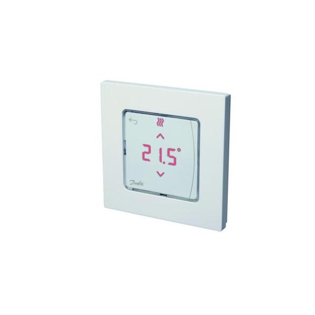 Icon&trade; su displėjumi, įleidžiamas į sieną patalpos termostatas 230V/50Hz, temp. ribos 5-35C, 3A/230V AC