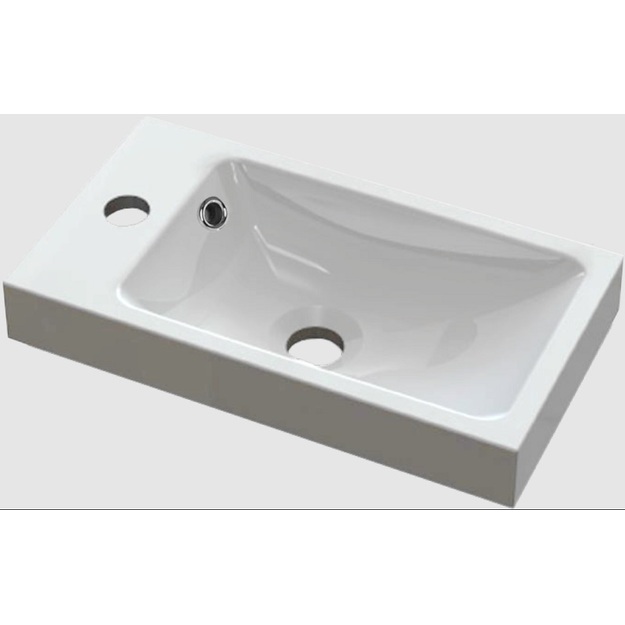 Mažas praustuvas Verona 400 L/R, 400x220 mm su 1 skyle mai&scaron;yt., baltas