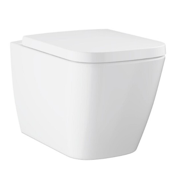 Pakabinamas WC komplektas BauEdge Rimless su Soft Close dangčiu, balta spalva