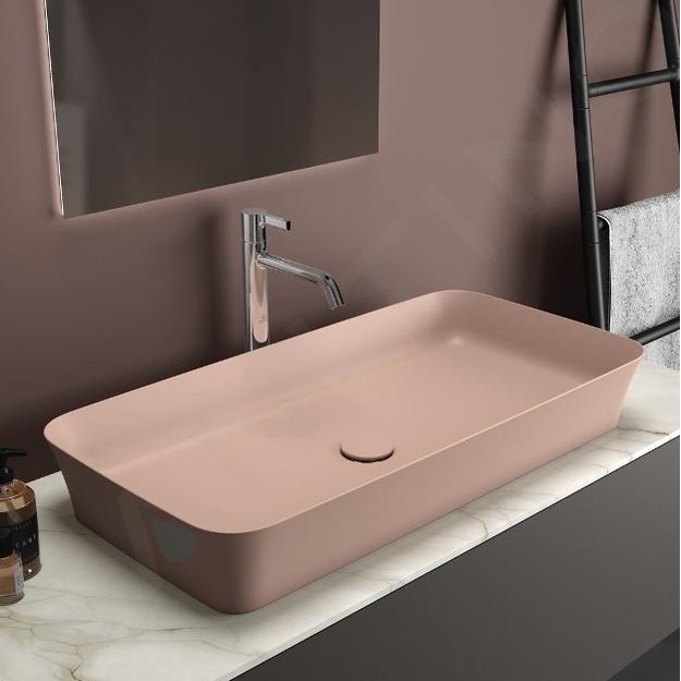 Praustuvas montuojamas ant stalvir&scaron;io Ideal Standard Ipalyss 80x40 cm, be perlajos, su dugno vožtuvu, Nude