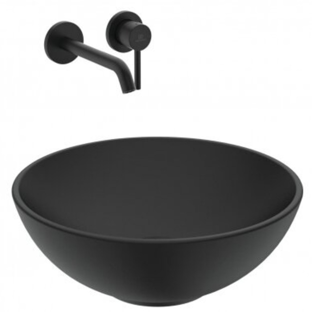 Ideal Standard STRADA O praustuvas montuojamas ant stalvir&scaron;io 41x41 cm, be perlajos, juodas