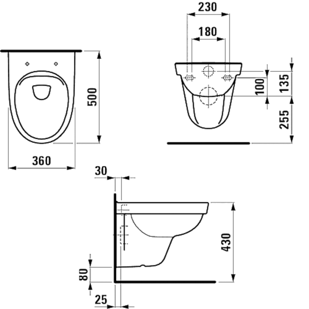 Pakabinamas unitazas KOMPAS, Rimless, baltas