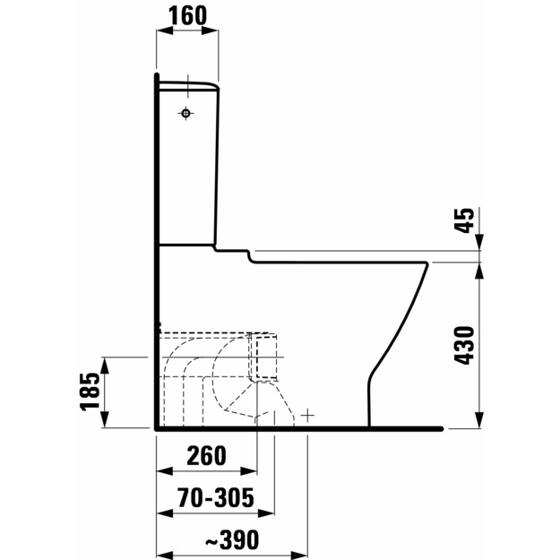 Kombinuoto unitazo puodas PALACE (700 x 360 x 895 mm), su stačiu nubėgimu, univ. nuotaku, baltas