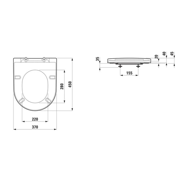 Unitazo dangtis PRO X, duroplastas, softclose, 450x370x55 mm, balta spalva