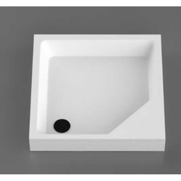 Akmens masės du&scaron;o padėklas KD-90, 890x890x240 mm, baltas su apdaila