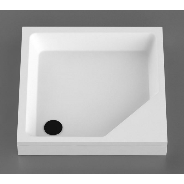Akmens masės du&scaron;o padėklas KD-90, 890x890x240 mm, baltas su apdaila