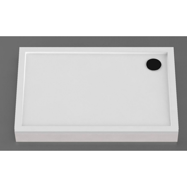 Akmens masės du&scaron;o padėklas Vispool QQ-120, 90x120 cm, su uždanga be sifono, stačiakampis, baltas