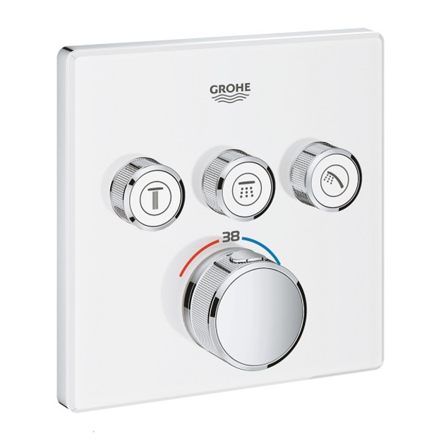Vir&scaron;tinkinė termostatinio mai&scaron;ytuvo dalis Grohtherm SmartControl, 3 valdikliai, baltas