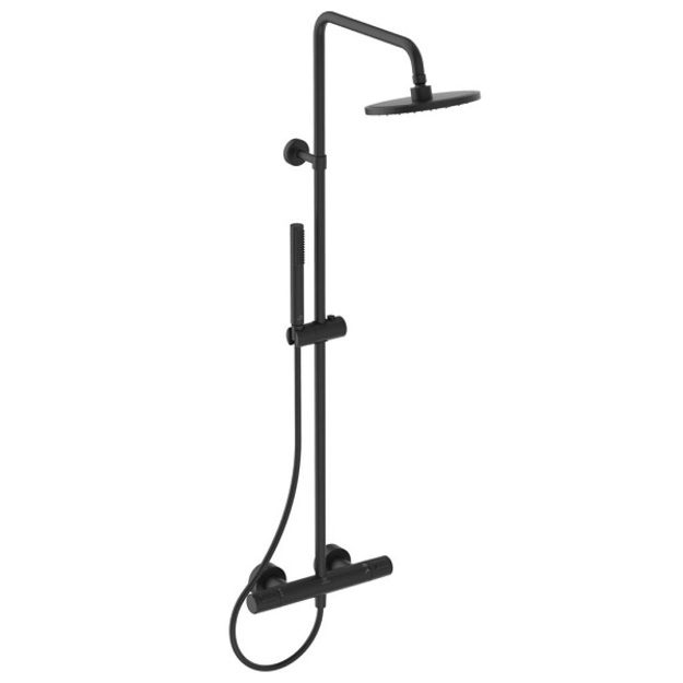 Ideal Standard du&scaron;o sistema Idealrain Ceratherm T25, apvali &Oslash;200 mm du&scaron;o galva, rankinis du&scaron;as  stick , matinė juoda