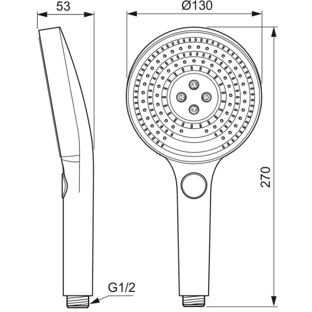 Ideal Standard Idealrain SOLOS rankinė du&scaron;o galva 130 mm, 3 funkcijos, 8 l/min, &scaron;lifuotas auksas